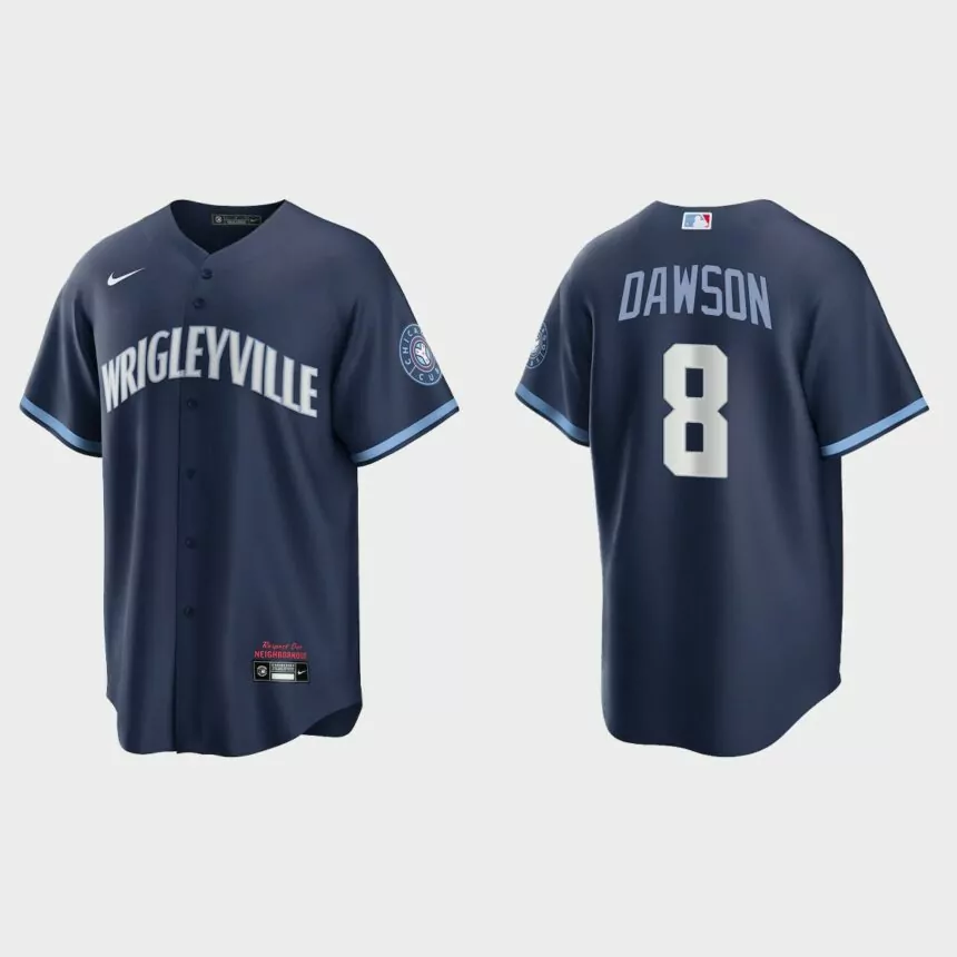 Chicago Cubs #8 Andre Dawson 2021 City Connect Replica Jersey – Navy