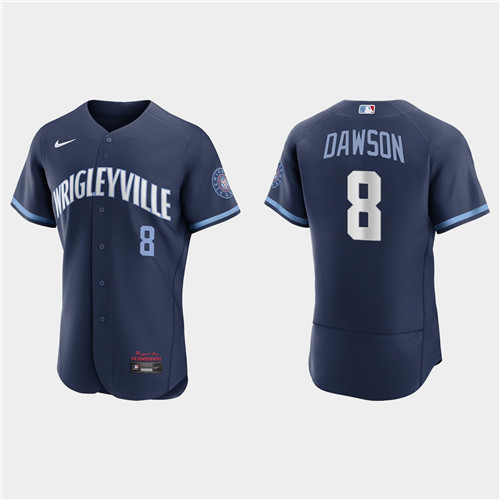Chicago Cubs #8 Andre Dawson Men's Nike 2021 City Connect Authentic Navy MLB Jersey
