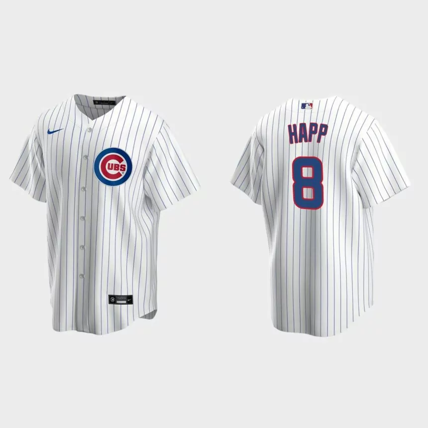 Chicago Cubs #8 Ian Happ White Replica Home Jersey