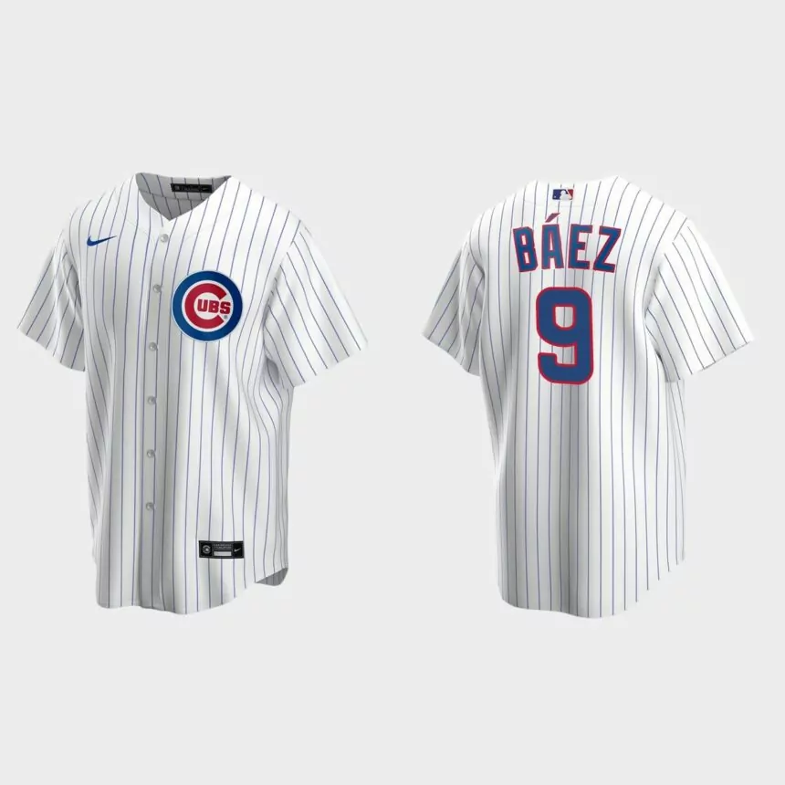 Chicago Cubs #9 Javier Baez White Replica Home Jersey