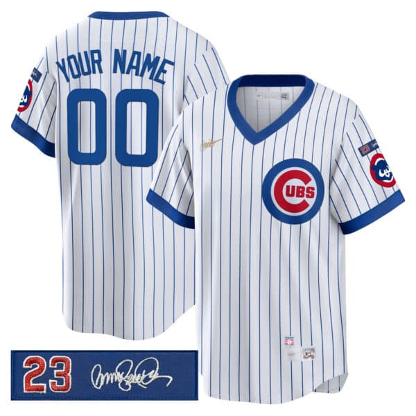 Chicago Cubs ‘Ryne Sandberg Tribute Patch’ Cooperstown Custom Jersey –  All Stitched