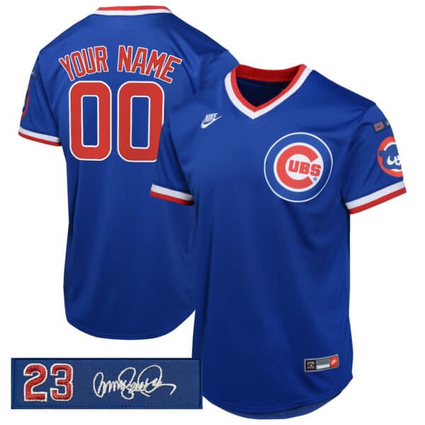 Chicago Cubs ‘Ryne Sandberg Tribute Patch’ Cooperstown Custom Jersey – All Stitched
