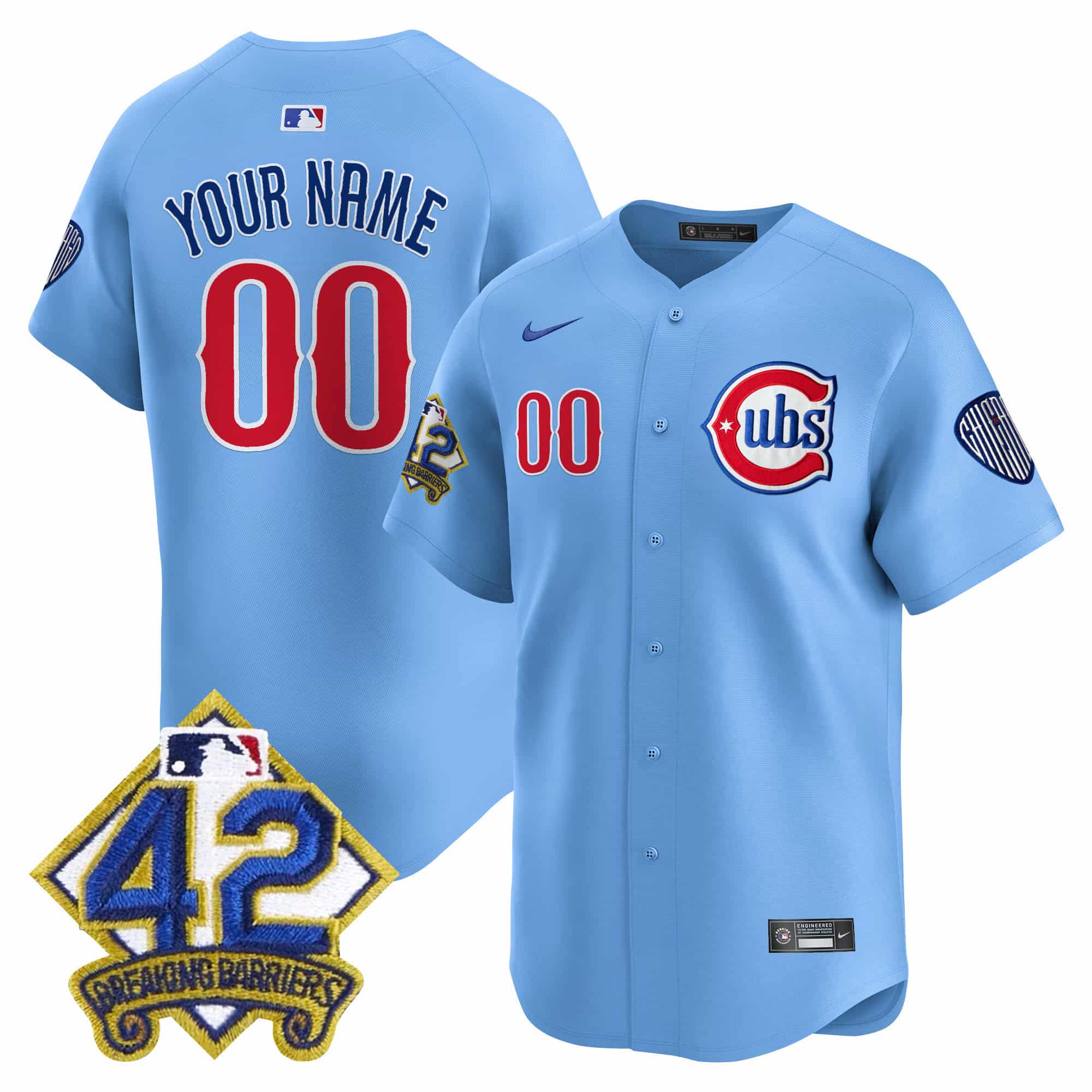 Chicago Cubs 2025 Jackie Robinson Patch Vapor Premier Limited Custom Jersey  – All Stitched