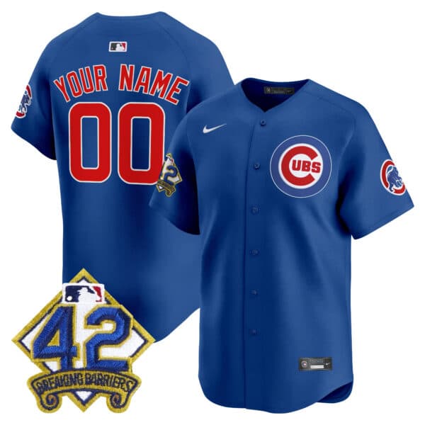 Chicago Cubs 2025 Jackie Robinson Patch Vapor Premier Limited Custom Jersey – All   Stitched