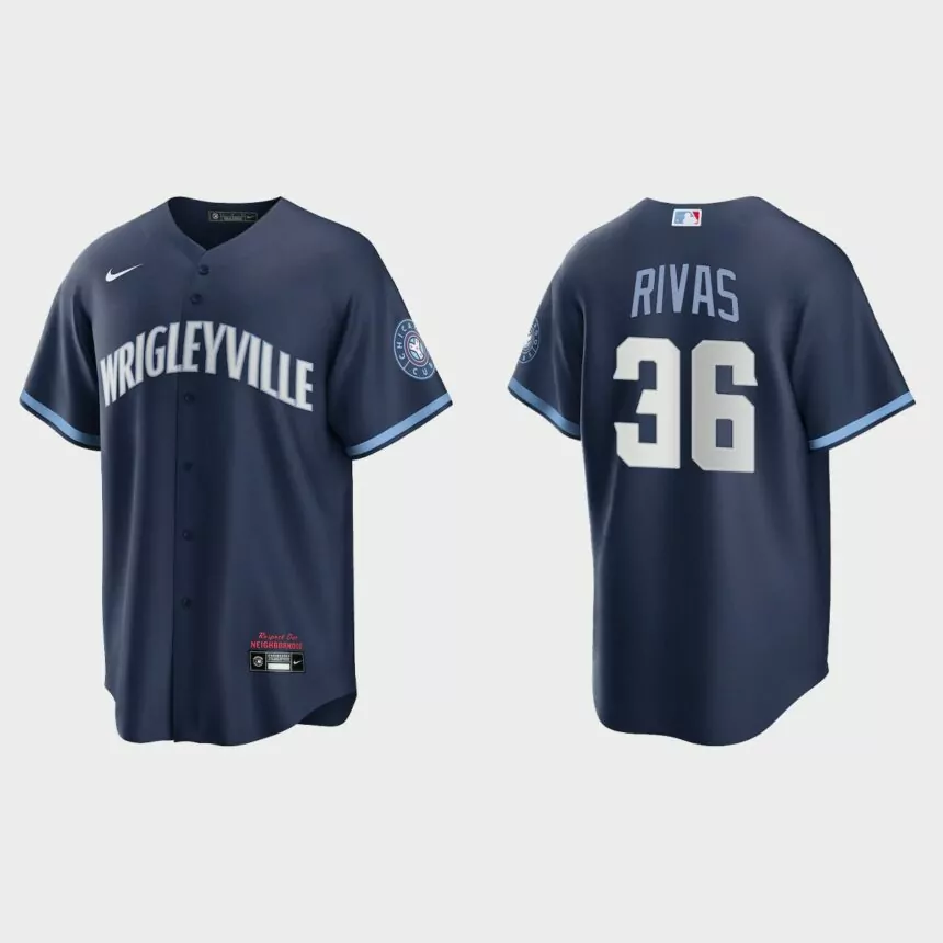 Chicago Cubs Alfonso Rivas City Connect Replica Jersey – Navy