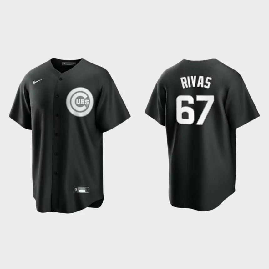 Chicago Cubs Alfonso Rivas Replica Official Jersey – Black White