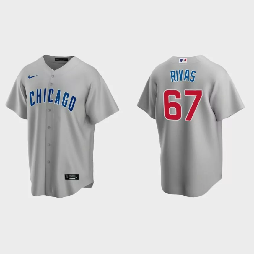 Chicago Cubs Alfonso Rivas Replica Road Jersey – Gray