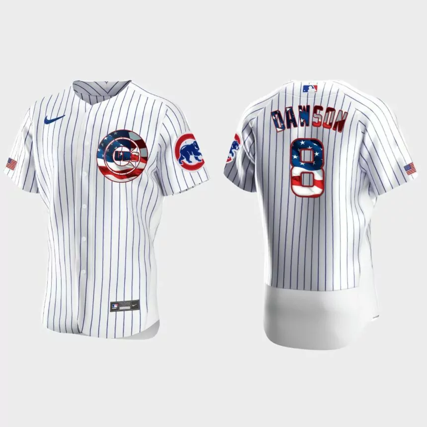 Chicago Cubs Andre Dawson 2020 Stars & Stripes 4th of July Jersey – White