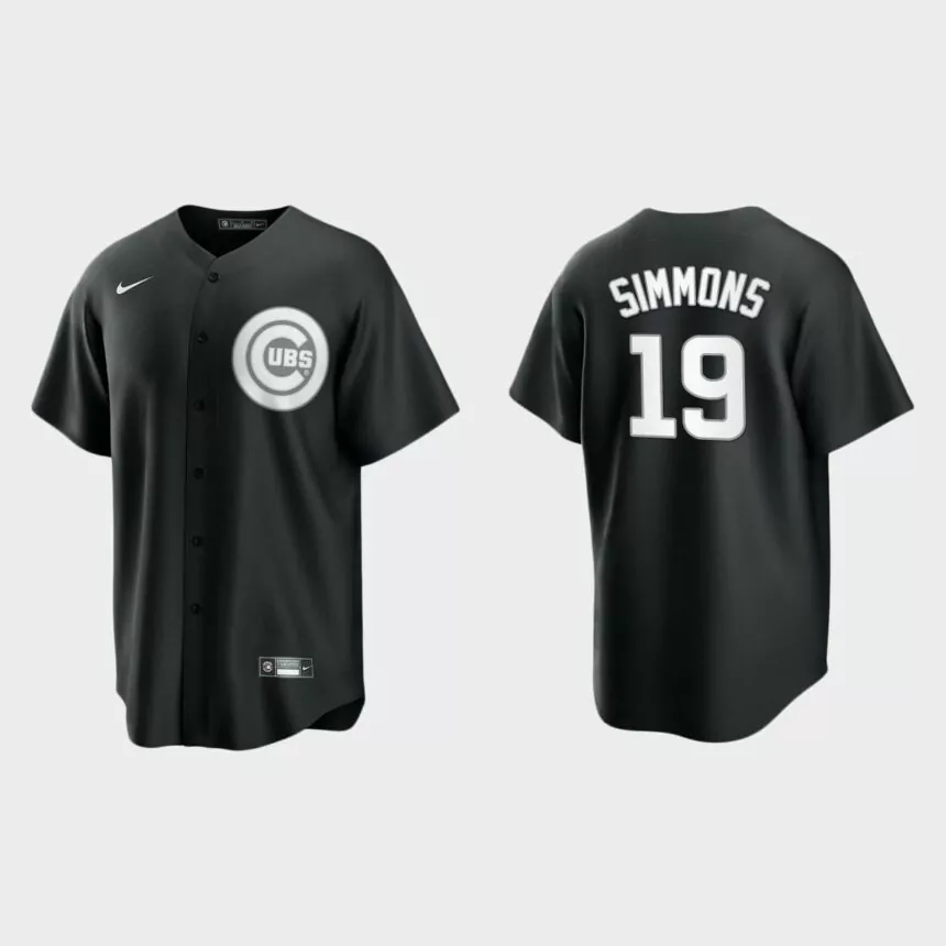 Chicago Cubs Andrelton Simmons Replica Official Jersey – Black White