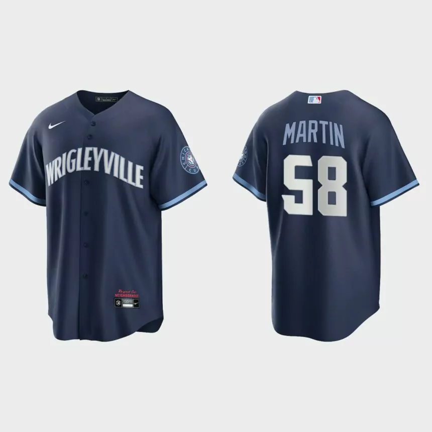 Chicago Cubs Chris Martin 2021 City Connect Replica Jersey – Navy