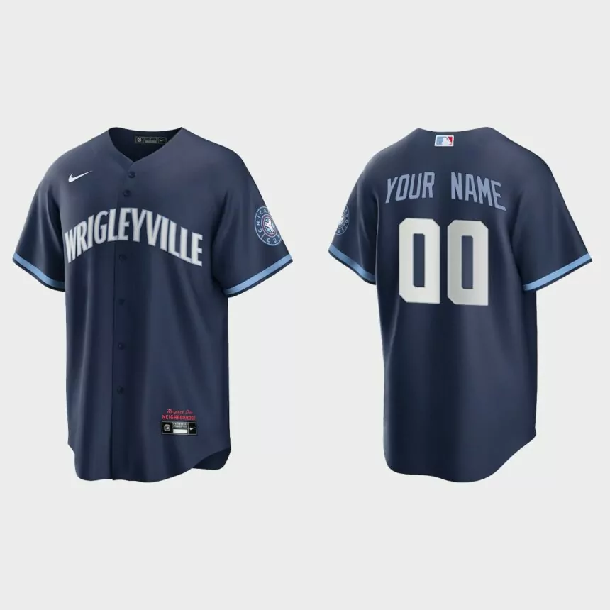Chicago Cubs Custom 2021 City Connect Replica Jersey – Navy