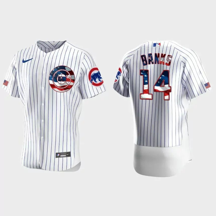 Chicago Cubs Ernie Banks 2020 Stars 4th of July Jersey – White