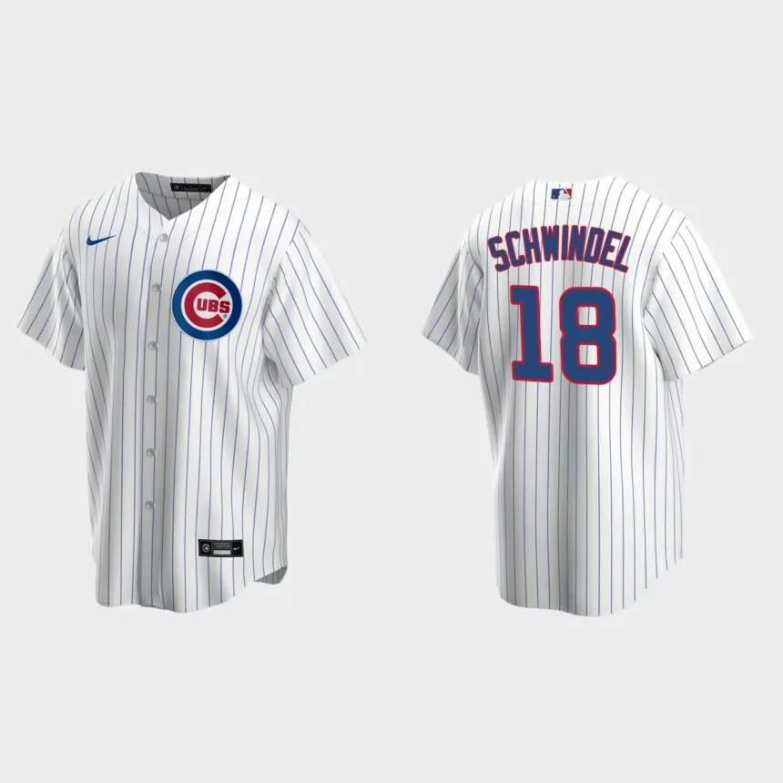 Chicago Cubs Frank Schwindel Replica Home Jersey – White