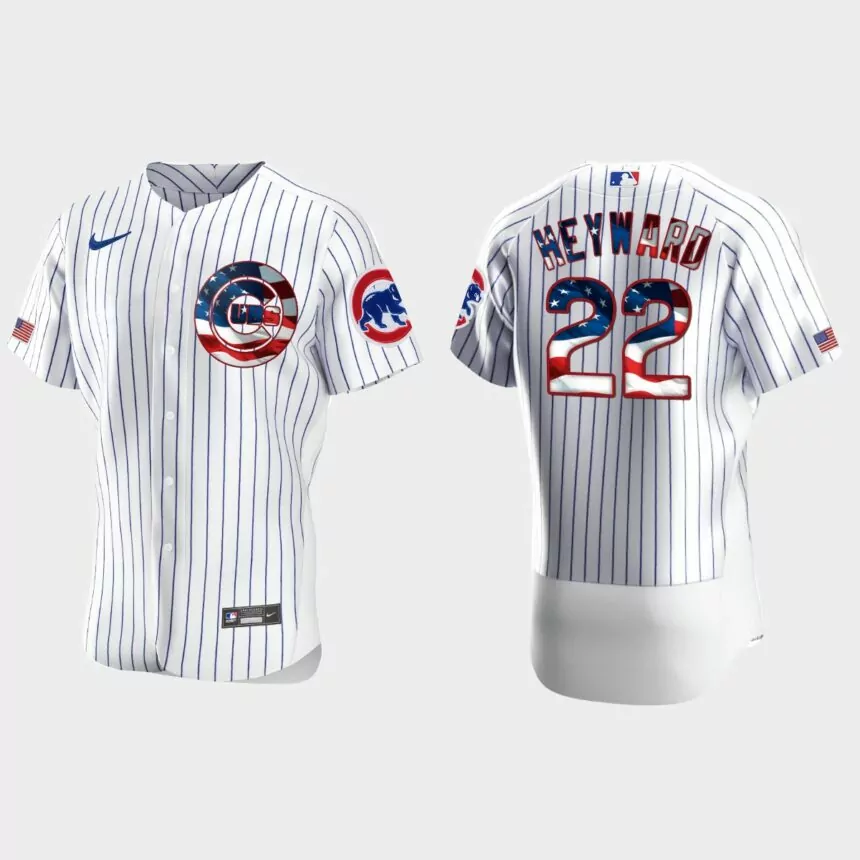 Chicago Cubs Jason Heyward 2020 Stars & Stripes 4th of July Jersey – White