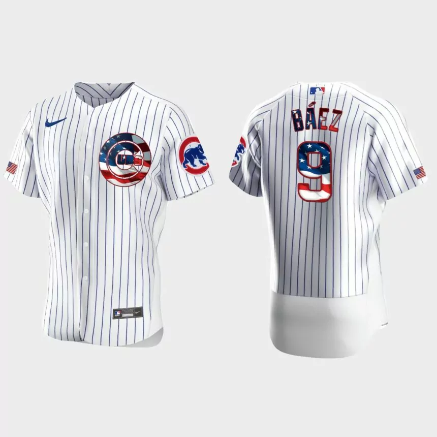 Chicago Cubs Javier Baez 2020 Stars & Stripes 4th of July Jersey – White