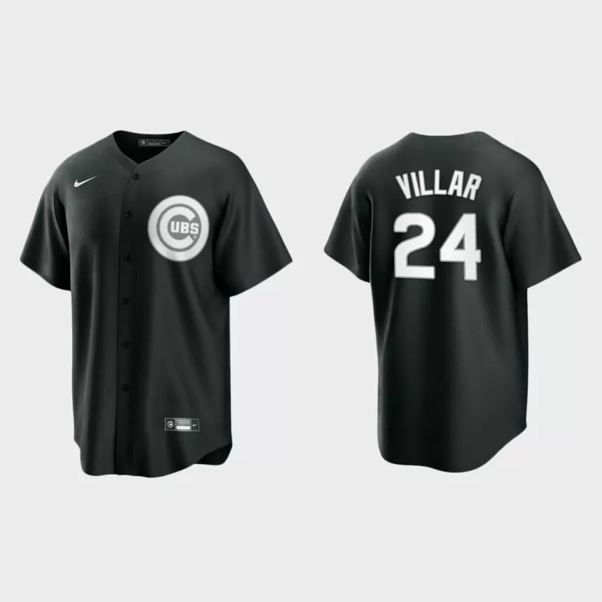 Chicago Cubs Jonathan Villar Replica Official Jersey – Black White