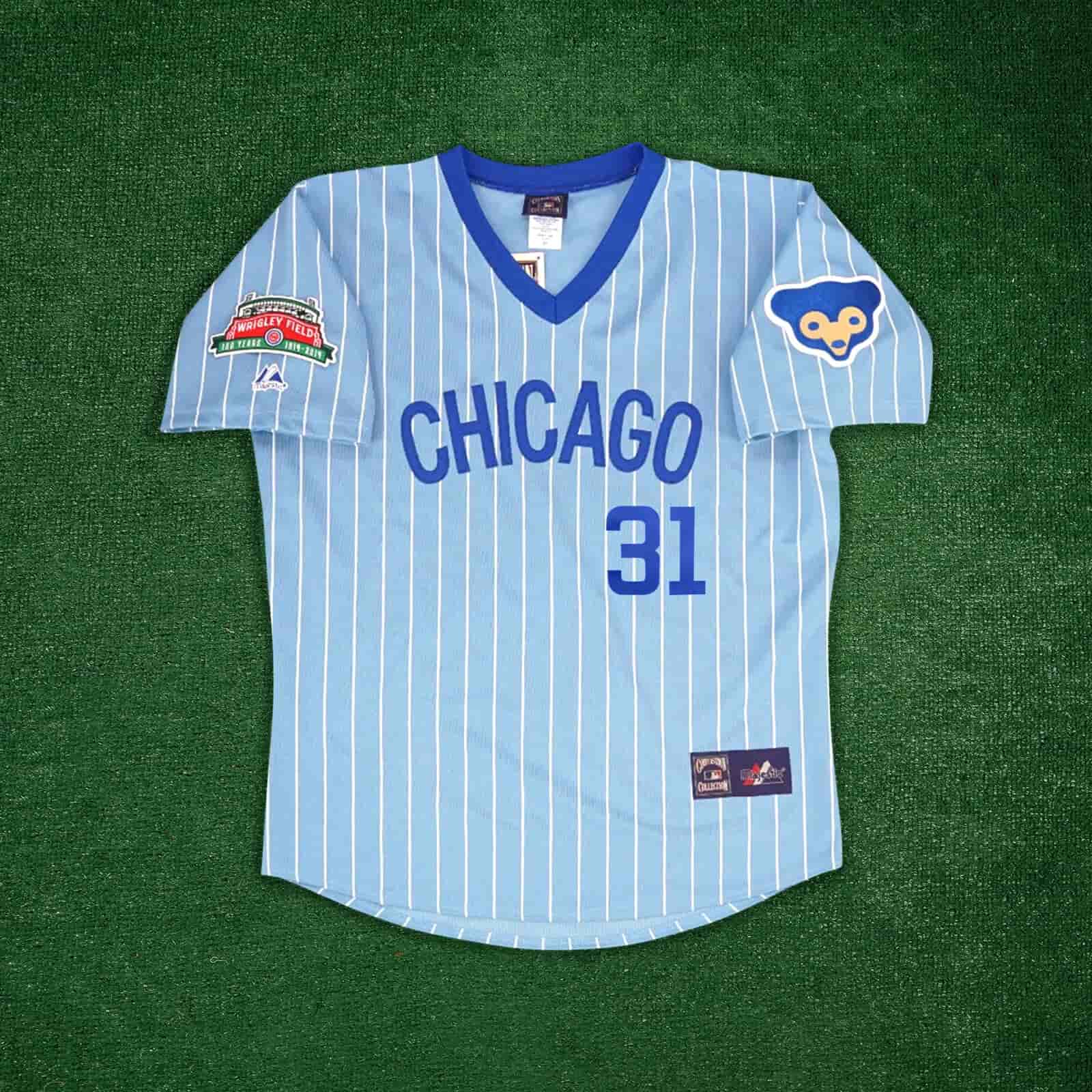 Chicago Cubs Men's 1970's Wrigley 100th Blue Away Cooperstown Jersey