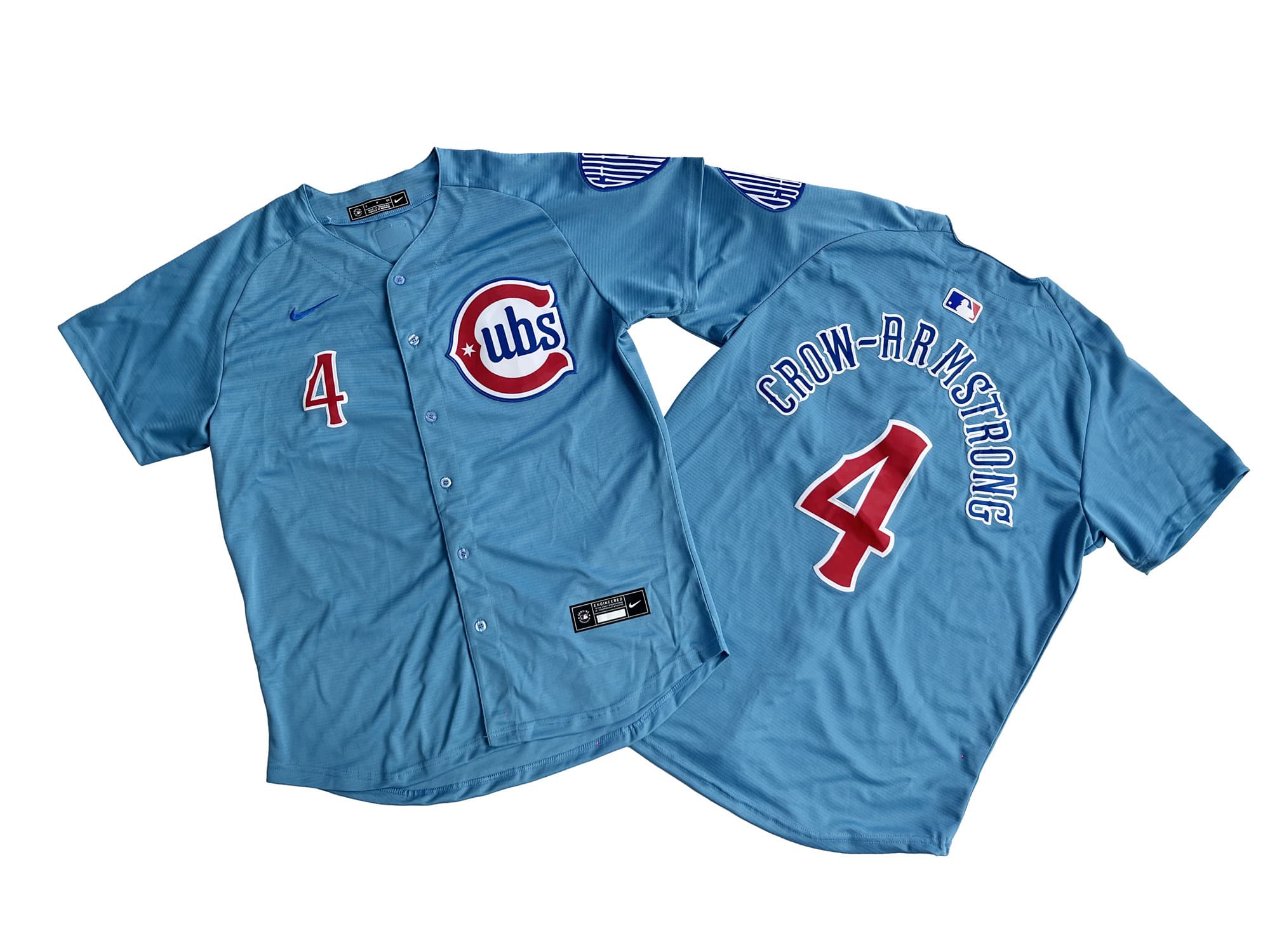 Chicago Cubs Pete 4# Crow-Armstrong Nike Light Blue 2nd Alternate Limited Player Jersey.