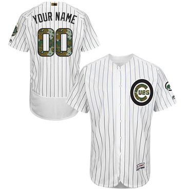 Chicago Cubs White 2016 Memorial Day Men's Flexbase Customized Jersey