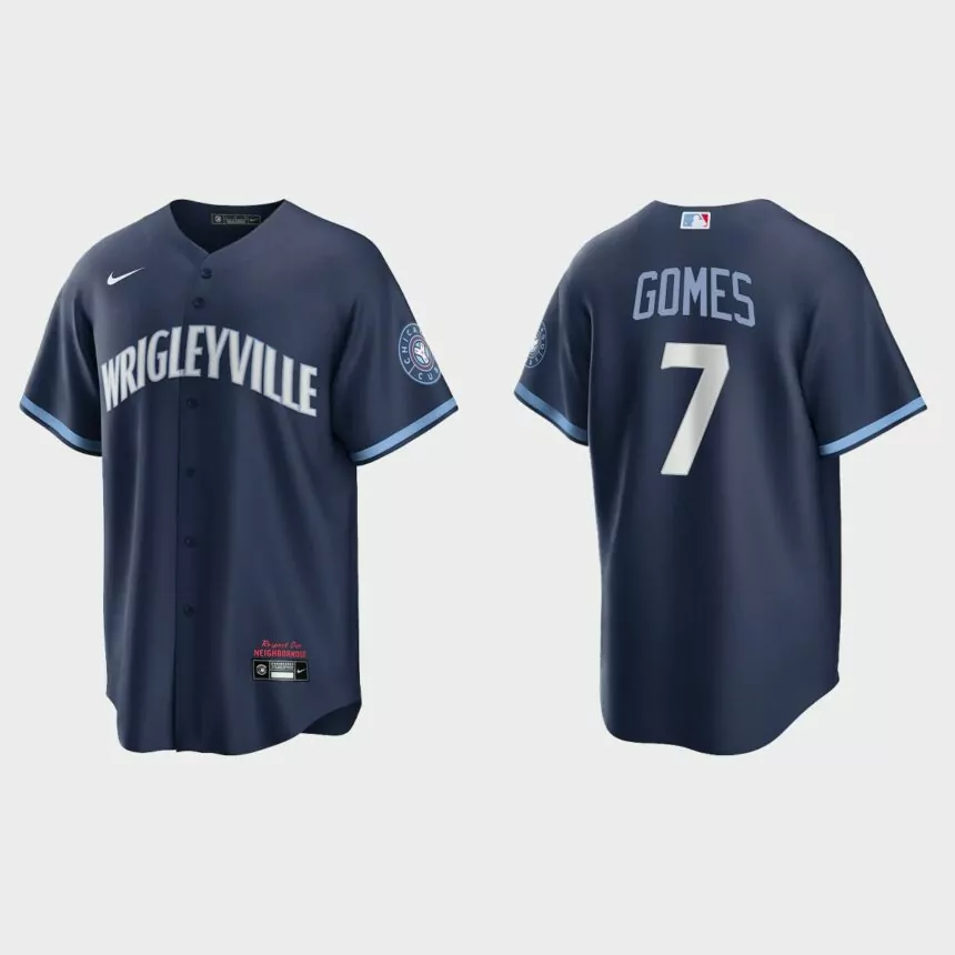 Chicago Cubs Yan Gomes 2021 City Connect Replica Jersey – Navy
