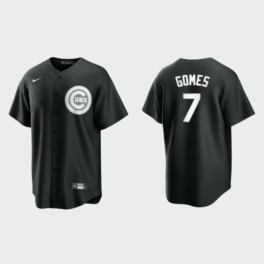 Chicago Cubs Yan Gomes Replica Official Jersey – Black White