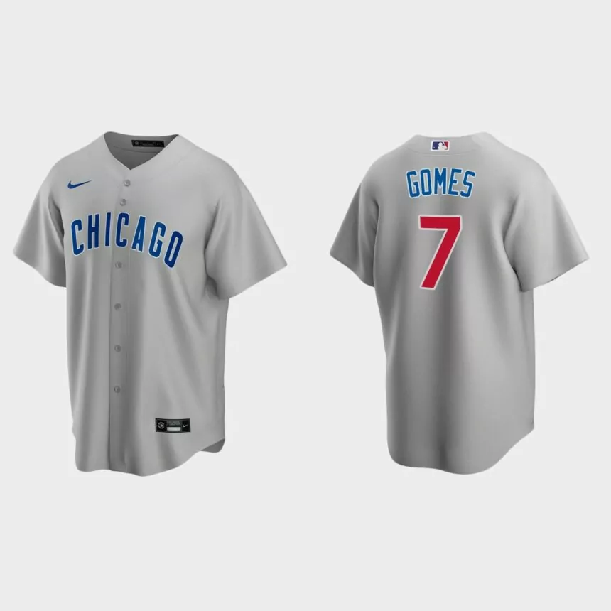 Chicago Cubs Yan Gomes Replica Road Jersey – Gray