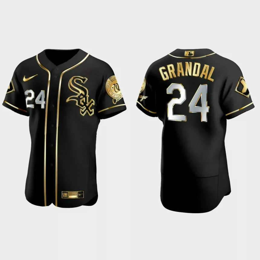 Chicago White Sox #24 Yasmani Grandal Golden Edition Authentic Jersey – Black