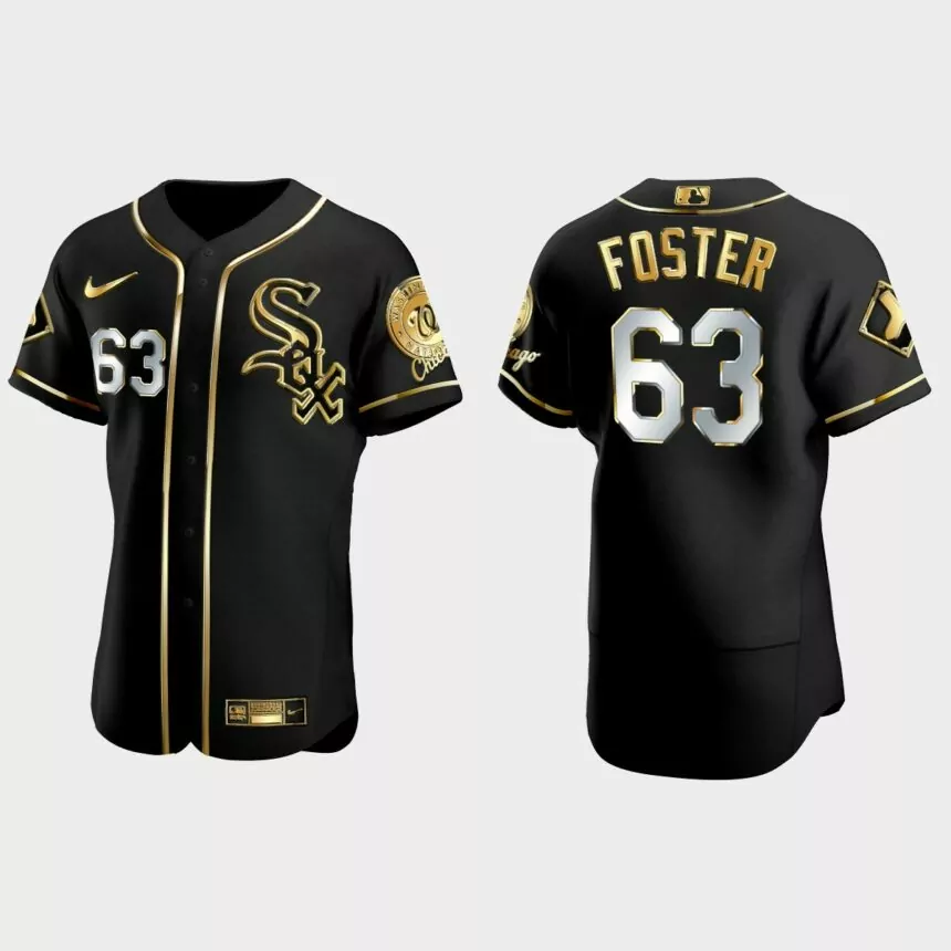Chicago White Sox #63 Matt Foster Golden Edition Authentic Jersey – Black