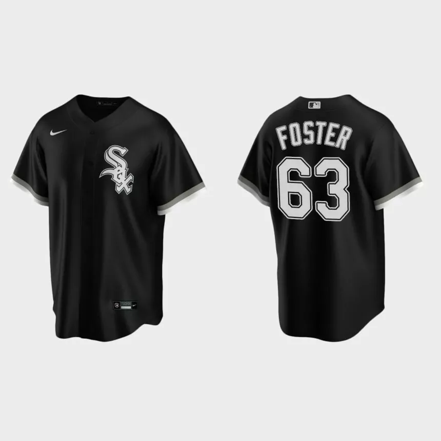 Chicago White Sox #63 Matt Foster Replica Alternate Jersey – Black