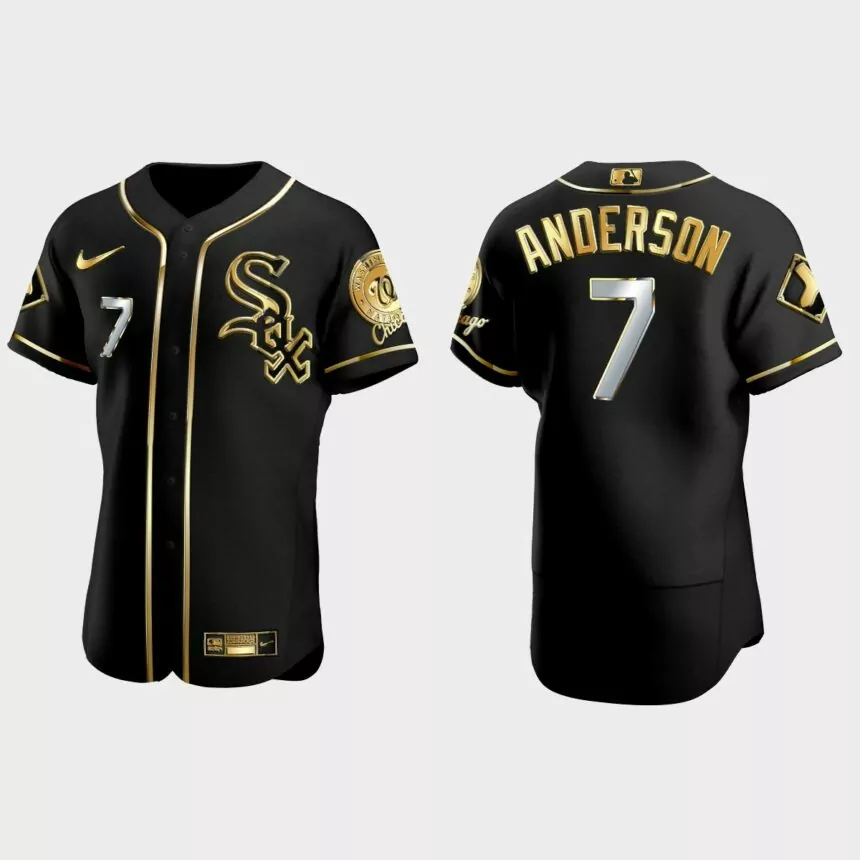 Chicago White Sox #7 Tim Anderson Golden Edition Authentic Jersey – Black