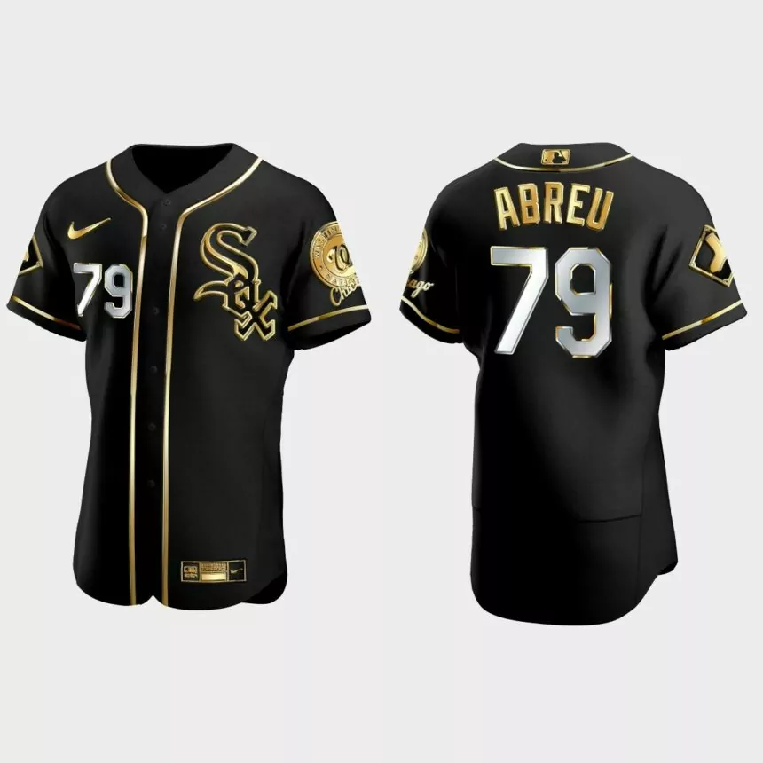 Chicago White Sox #79 Jose Abreu Golden Edition Authentic Jersey – Black