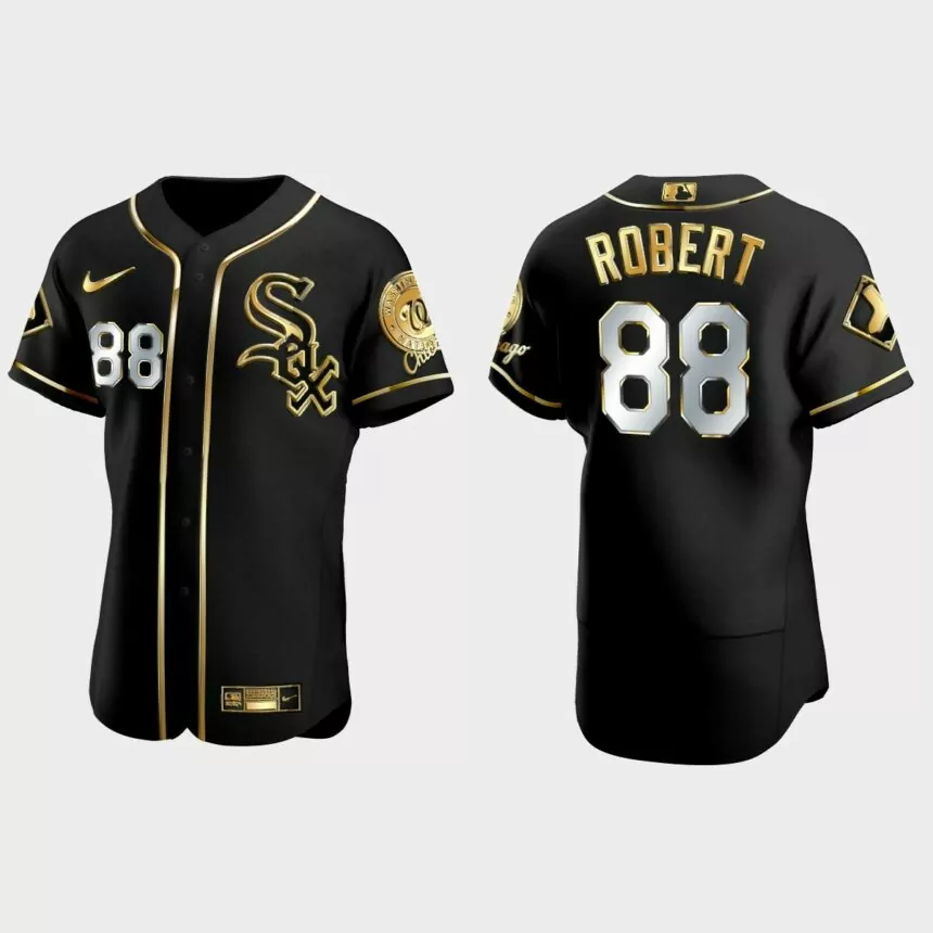 Chicago White Sox #88 Luis Robert Golden Edition Authentic Jersey – Black