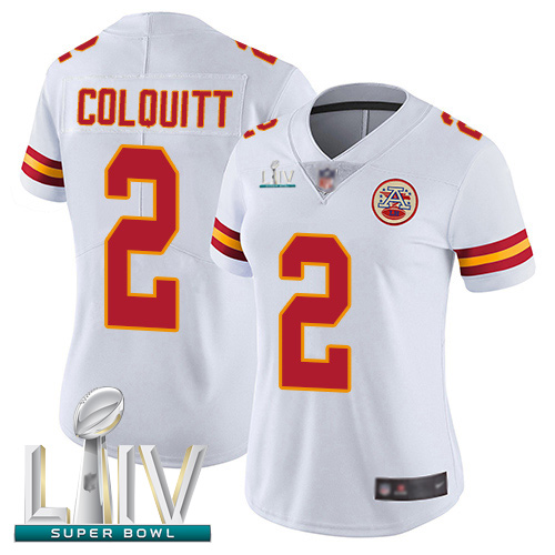 Chiefs #2 Dustin Colquitt White Super Bowl LIV Bound Women's Stitched Football Vapor Untouchable Limited Jersey