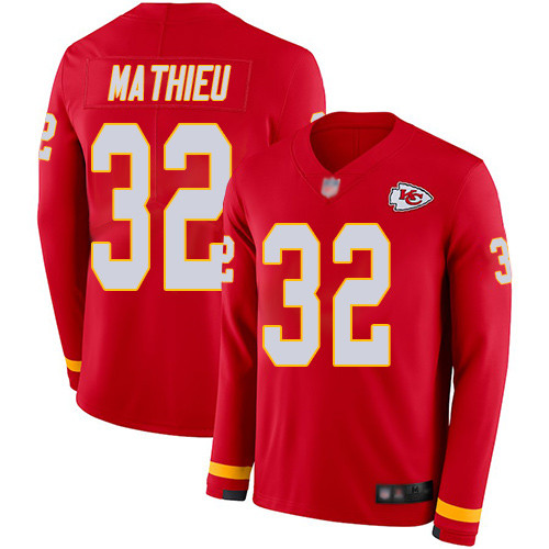 Chiefs #32 Tyrann Mathieu Red Team Color Men's Stitched Football Limited Therma Long Sleeve Jersey