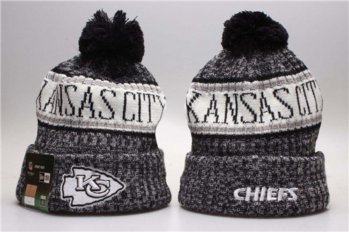 Chiefs Gray Wordmark Cuffed Pom Knit Hat YP