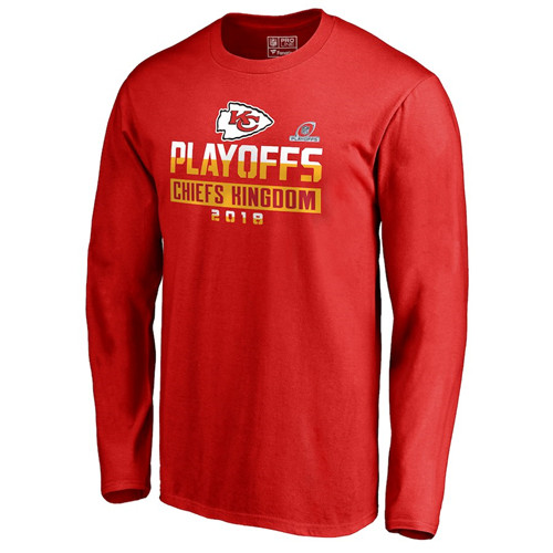 Chiefs Red 2018 NFL Playoffs Chiefs Kingdom Men's Long Sleeve T-Shirt