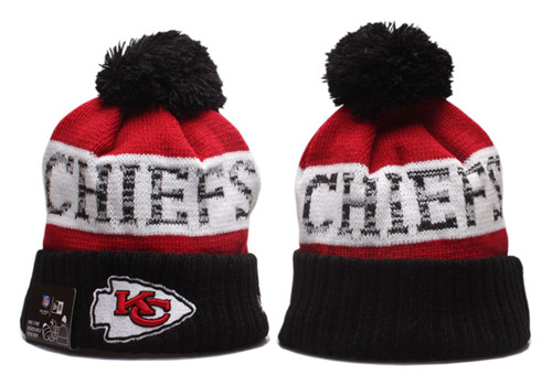 Chiefs Team Logo Black Pom Knit Hat YP