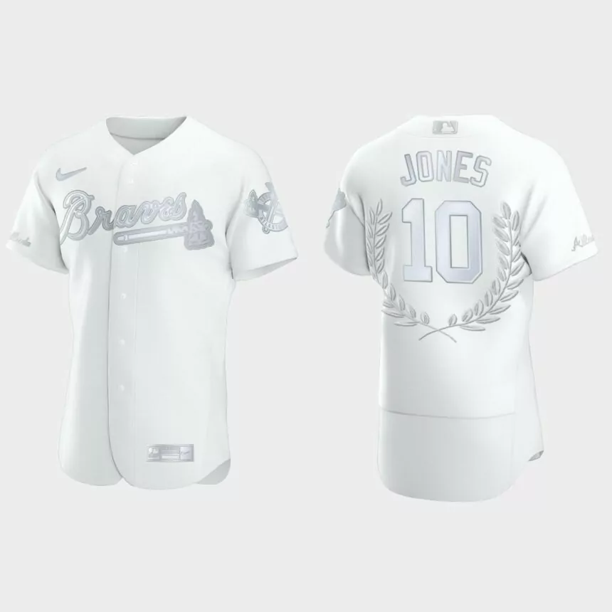 Chipper Jones #10 Atlanta Braves NL MVP Awards Collection Jersey – White