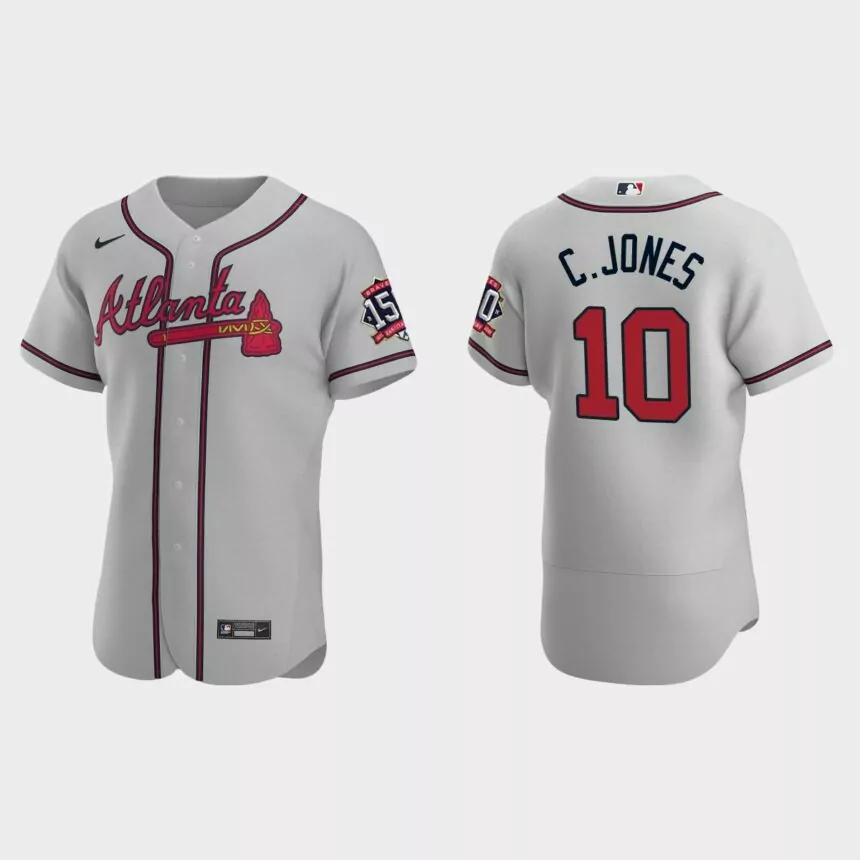 Chipper Jones Atlanta Braves 150th Anniversary World Series Jersey – Gray
