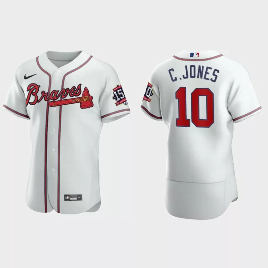 Chipper Jones Atlanta Braves 150th Anniversary World Series Jersey – White
