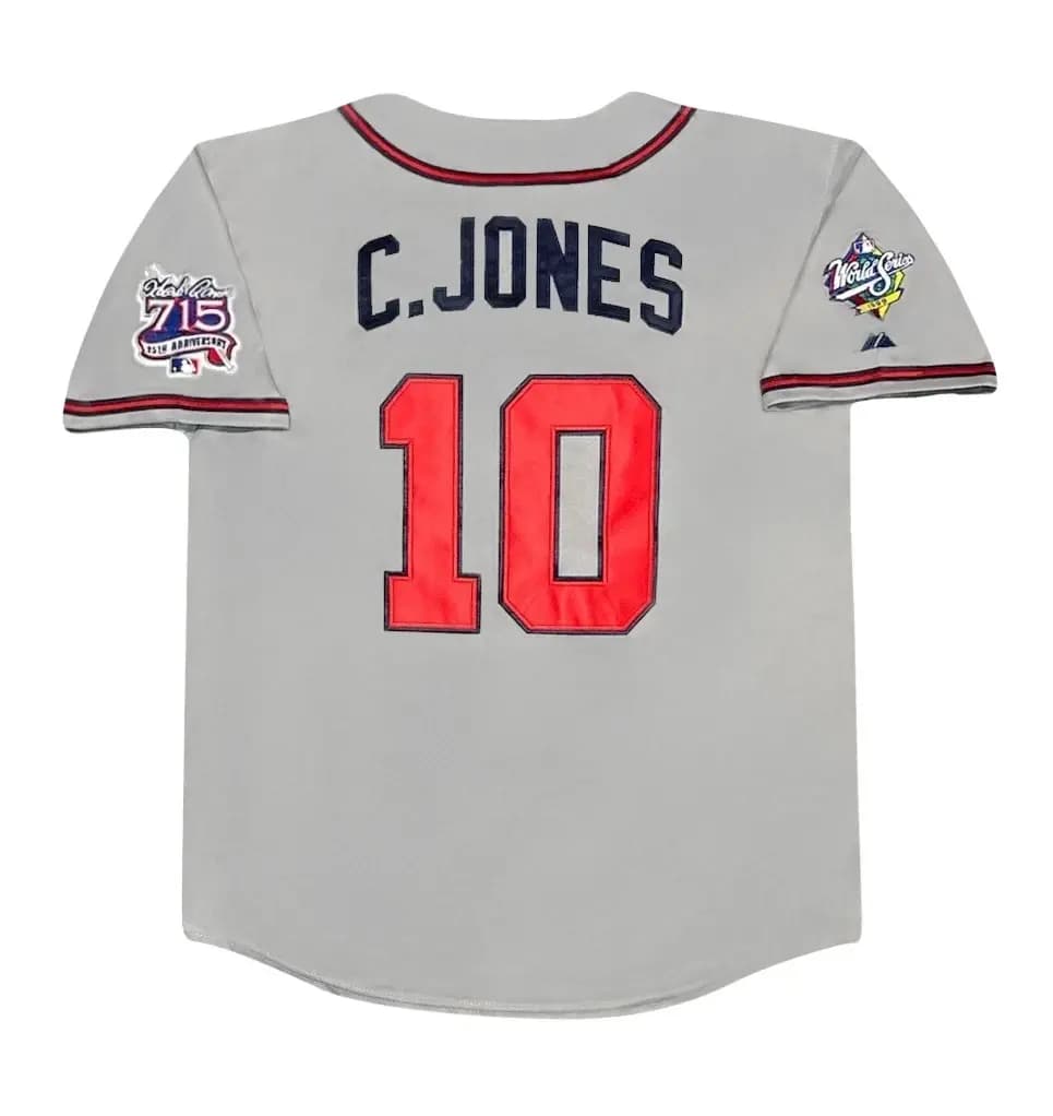 Chipper Jones Atlanta Braves 1999 World Series Grey Road Jersey Men's Large