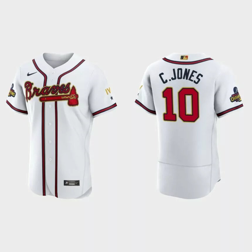 Chipper Jones Atlanta Braves 2022 Gold Program White Authentic Jersey
