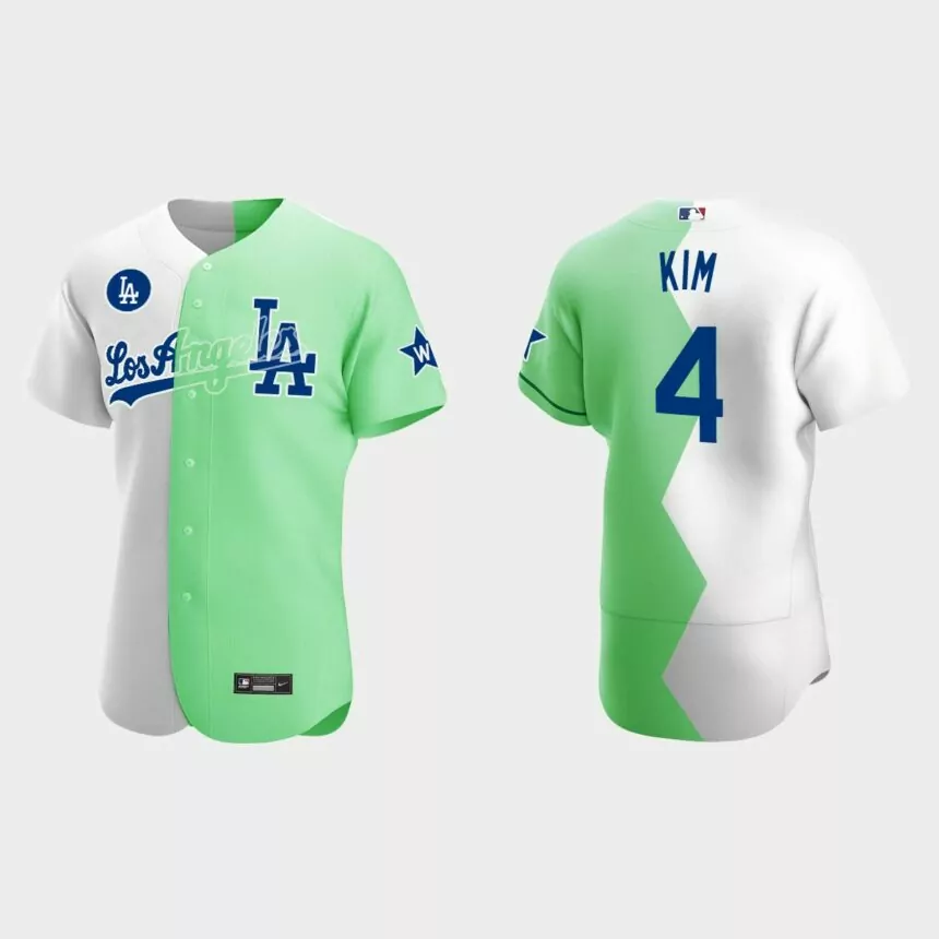 Chloe Kim Los Angeles Dodgers 2022 Celebrity Softball Game Authentic Jersey – White Green