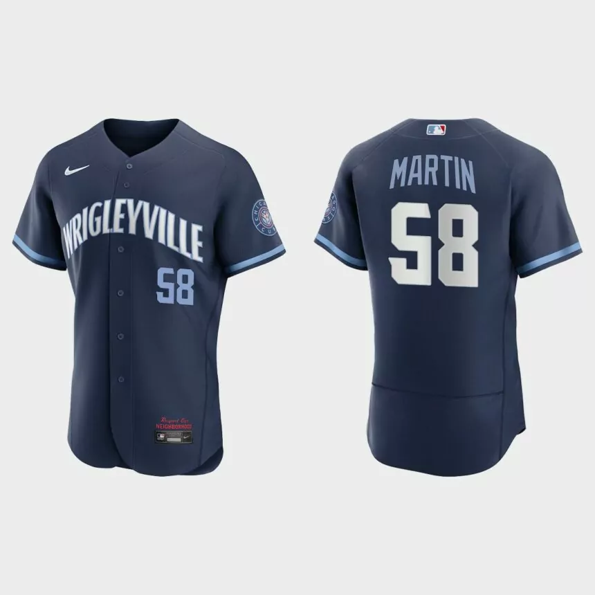 Chris Martin Chicago Cubs 2021 City Connect Authentic Jersey – Navy