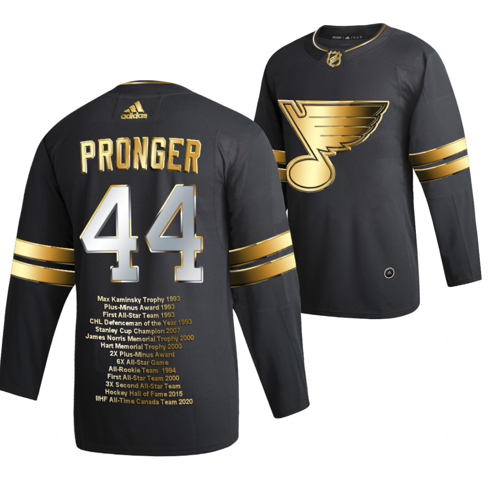 Chris Pronger Career Awards Blues #44 Black Jersey Golden Commemorative