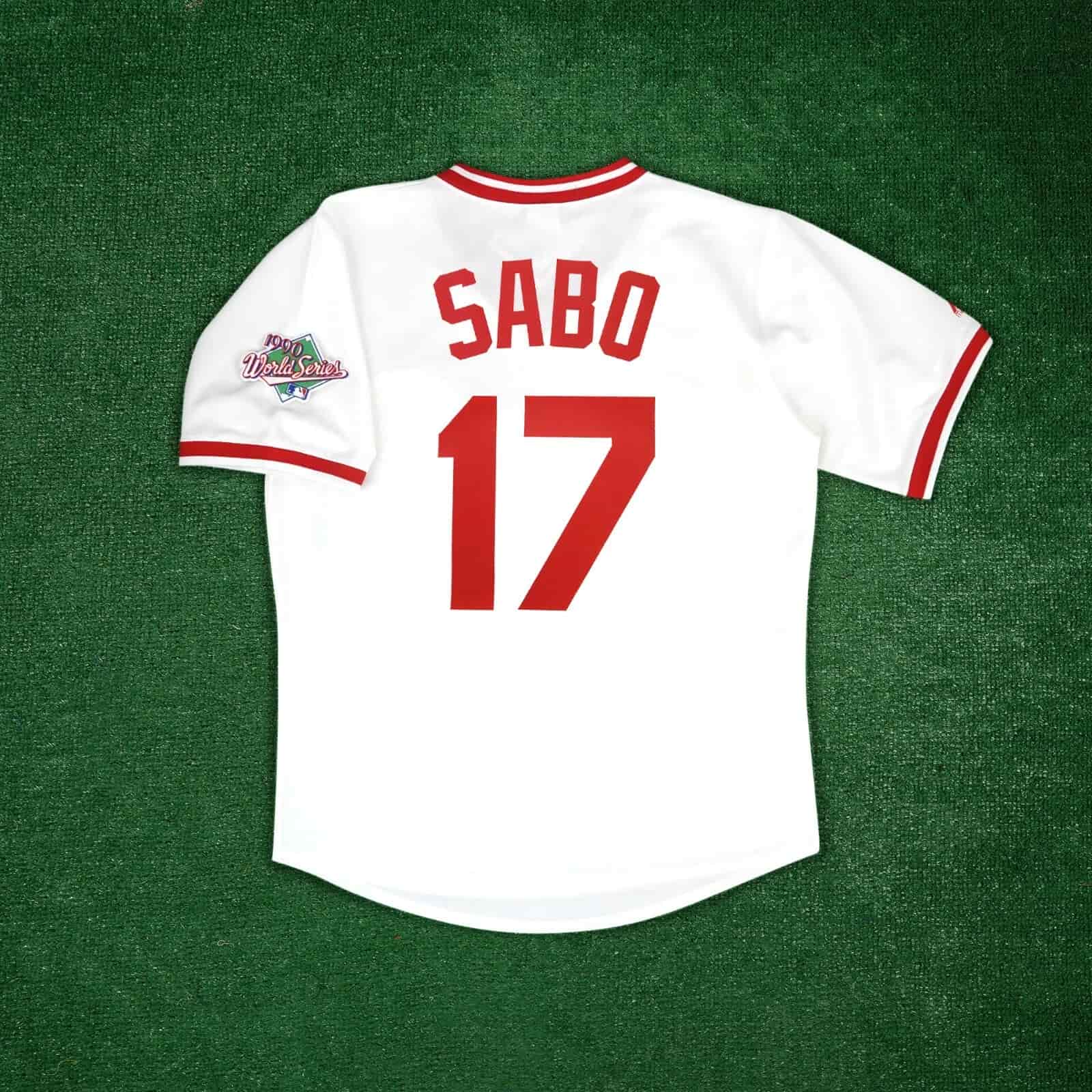 Chris Sabo 1990 Cincinnati Reds World Series Men's Home White Cooperstown Jersey
