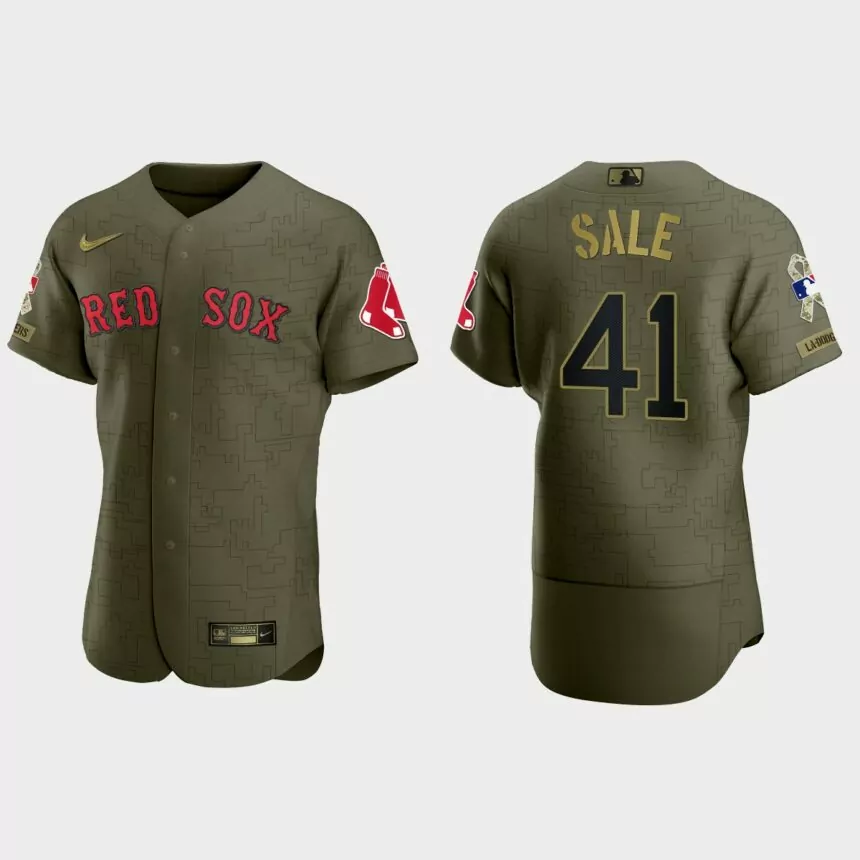 Chris Sale Boston Red Sox 2021 Salute to Service Digital Camo Jersey – Green