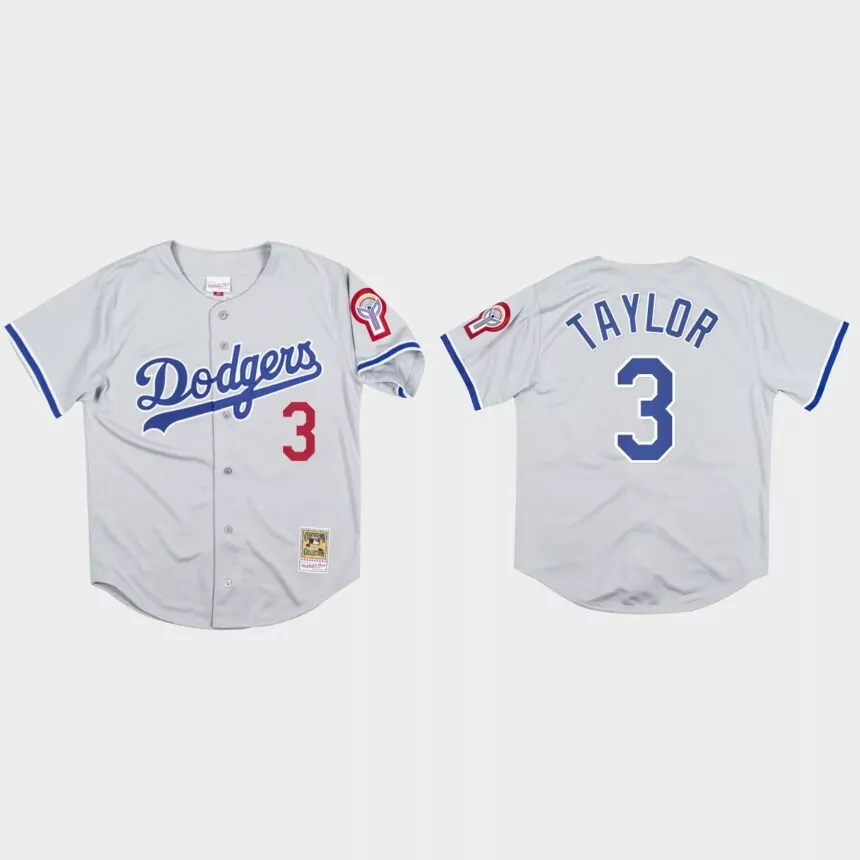 Chris Taylor #3 Los Angeles Dodgers Mitchell & Ness 1981 Authentic Jersey – Gray
