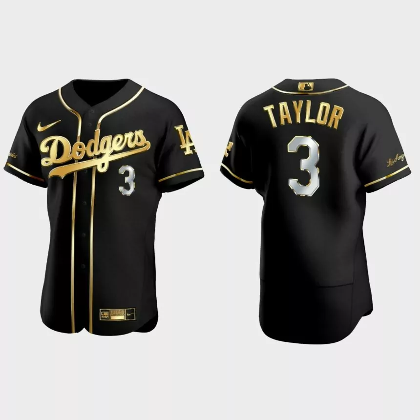 Chris Taylor Los Angeles Dodgers 2021 Gold Program Golden Authentic Jersey – Black