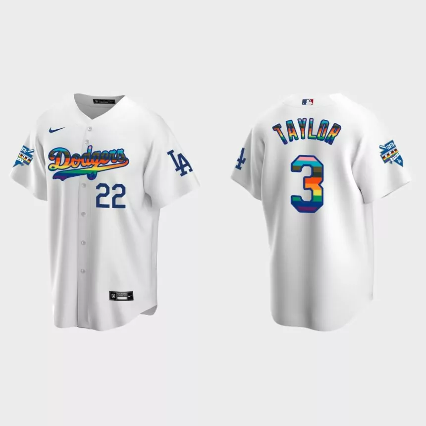 Chris Taylor Los Angeles Dodgers 2022 Pride Night LGBTQ Replica Jersey – White